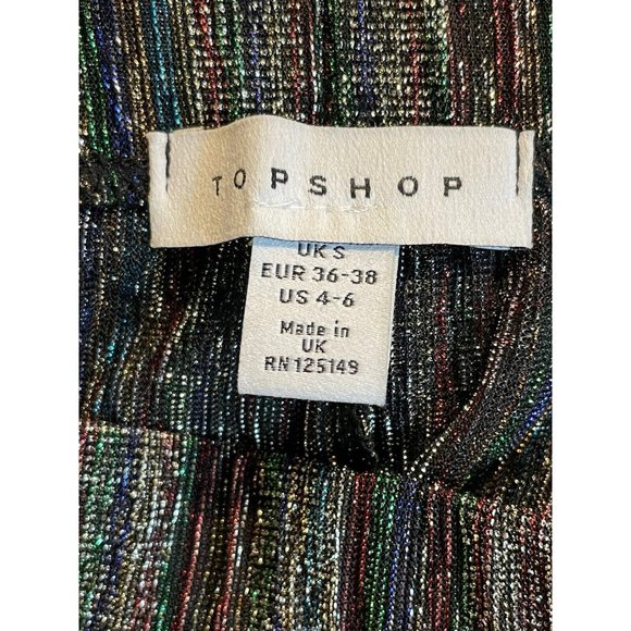 Topshop Pants Women Size 4-6 US Sheer Metallic Mesh Pull On Wide Leg Party Glam - Picture 5 of 11